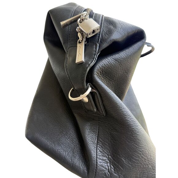 Kenneth Cole Black Leather Duffel Bag Weekender – 20” Travel Tote w/ Lock & Key - Picture 3 of 5